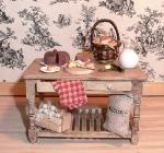 Dollhouse miniature food baking table bread